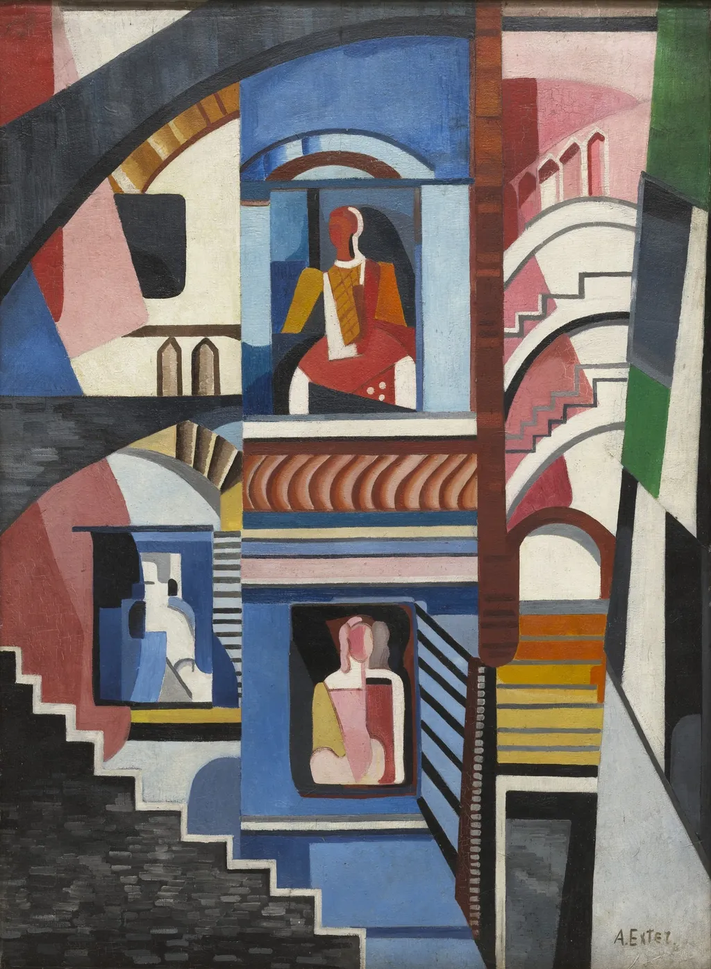 Theatrical Composition, by Aleksandra Ekster, oil, 1925