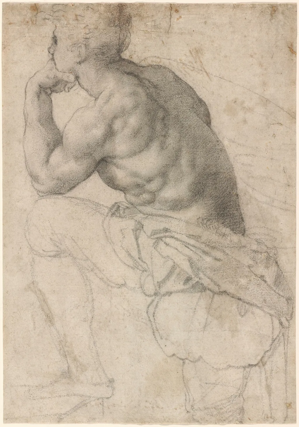 A Pearl Diver, by Alessandro Allori, chalk, 1570