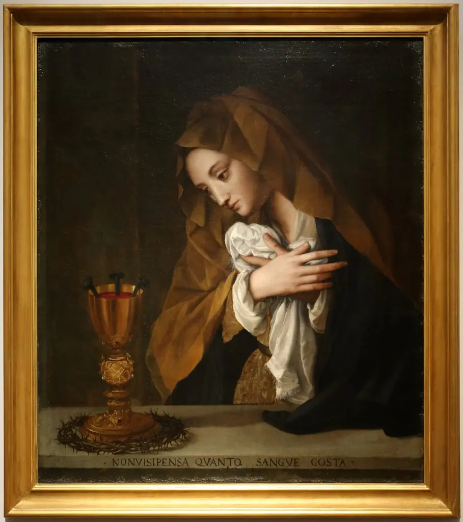 magdalena gilding the symbols of the passion of Christ, by Alessandro Allori