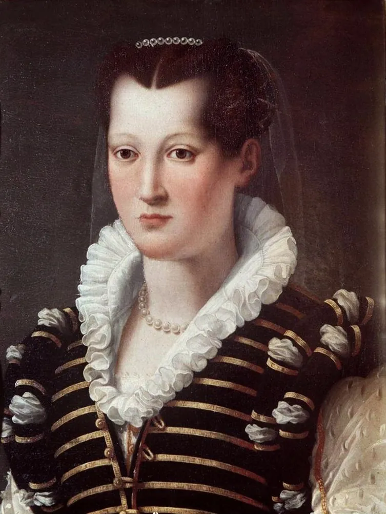 Portrait of Isabella de' Medici Orsini (?), by Alessandro Allori, oil, 1594