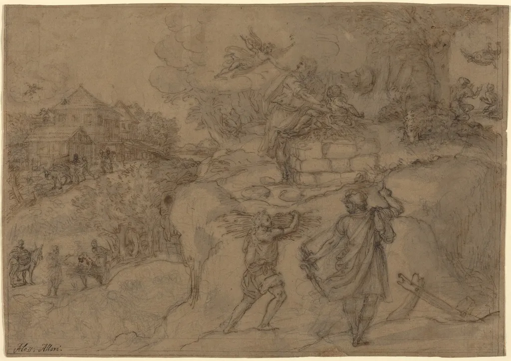 Sacrifice of Abraham, by Alessandro Allori, chalk, 1571