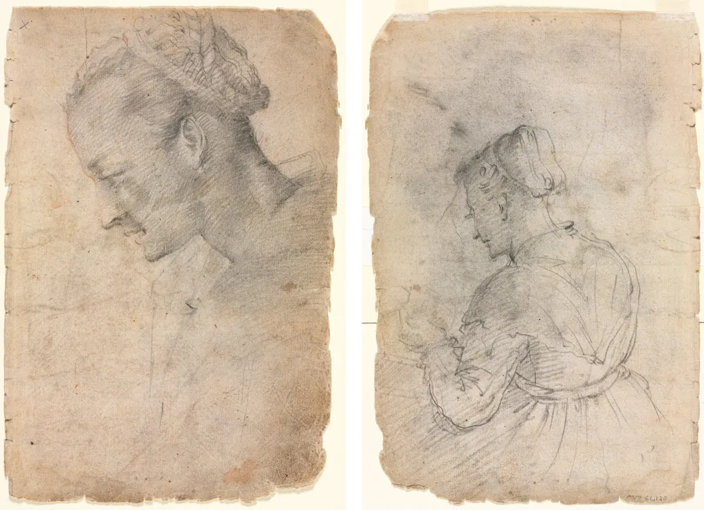 Profile of a Woman's Head (recto) A Kitchen Maid (verso), by Alessandro Casolani, 1504