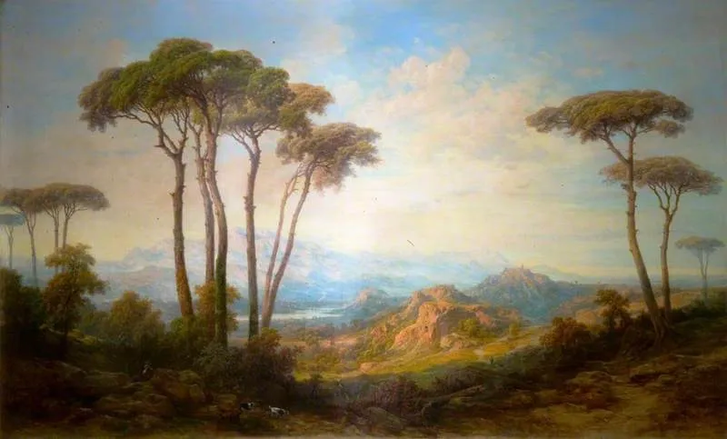 Rocky Italian Landscape, by Alessandro Castelli, oil, 1859