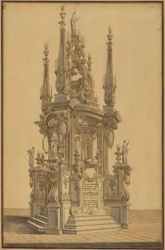Magnificent Catafalque in Honor of John III, King of Poland, by Alessandro Galli Bibiena