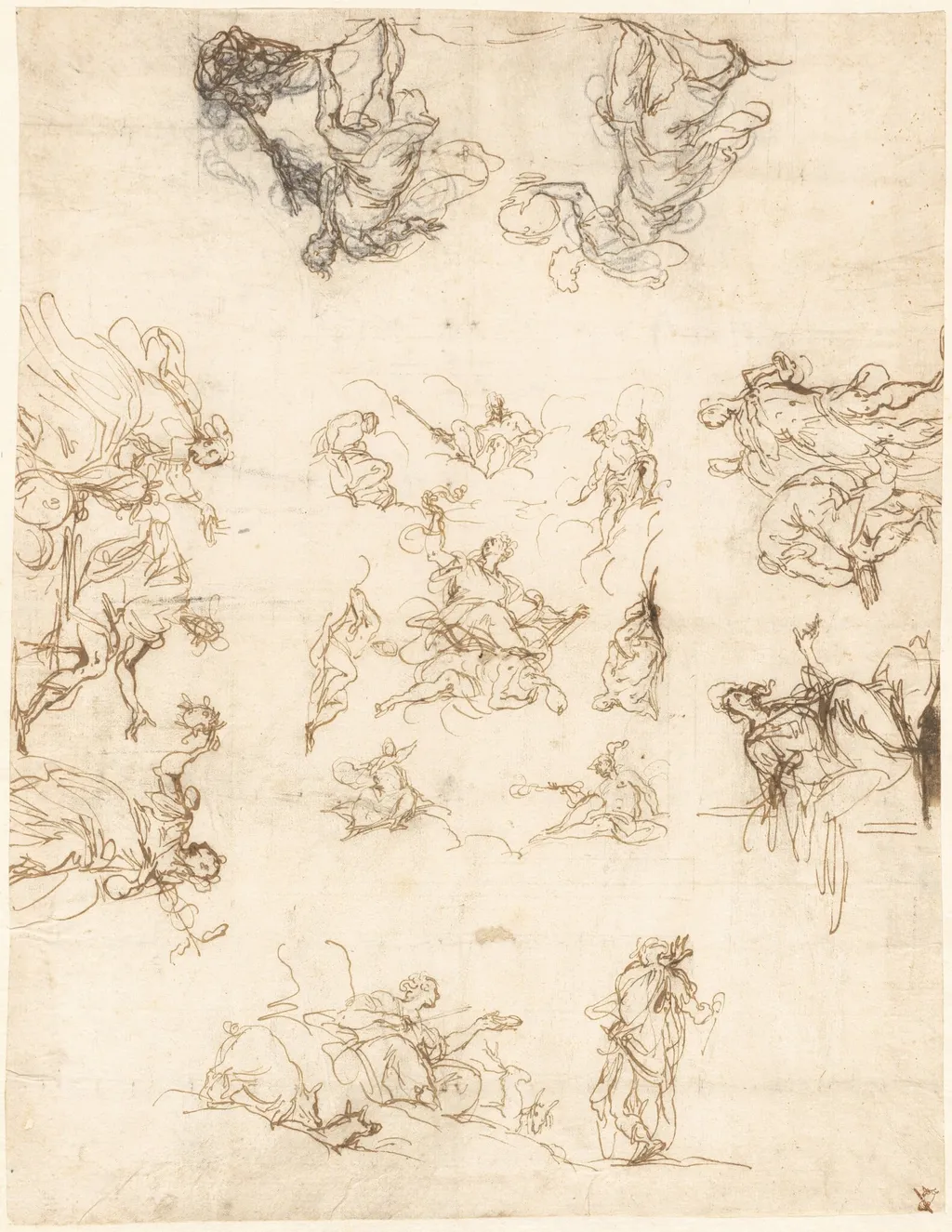 A Compartmented Ceiling with Allegories and Myths, by Alessandro Maganza, ink, 1584