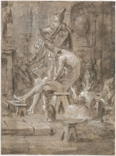 A Penitent at a Quaker Sermon, by Alessandro Magnasco