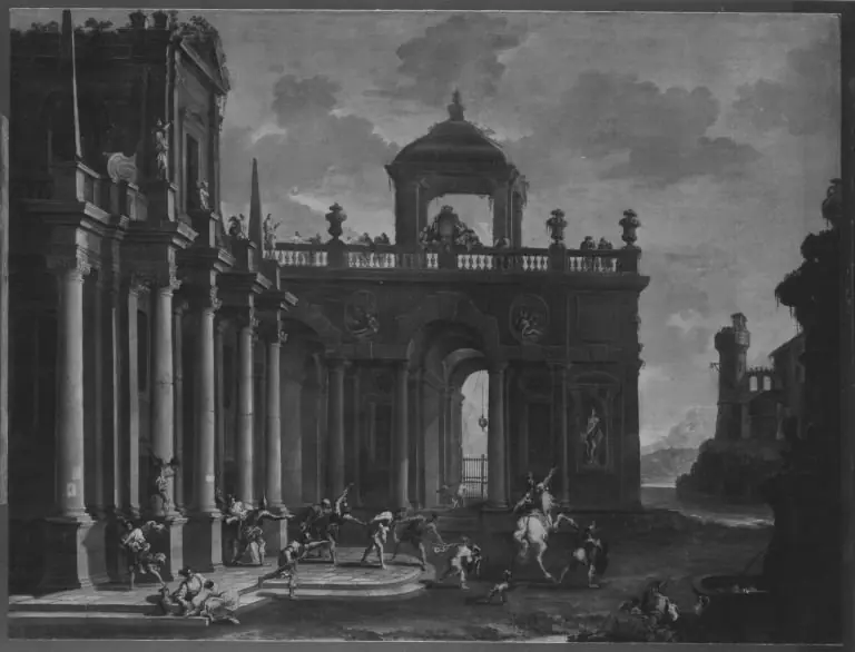 Architekturbild mit der Gefangennahme Simsons, by Alessandro Magnasco
