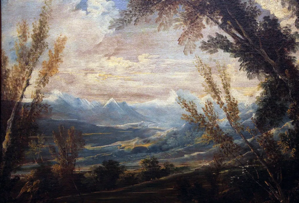 Landscape with Shepherds, by Alessandro Magnasco, unspecified, 1720