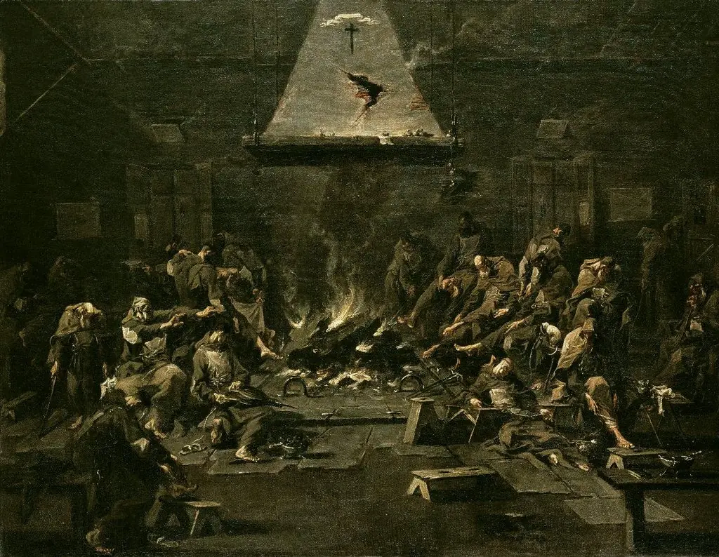 Mönche am Feuer, by Alessandro Magnasco