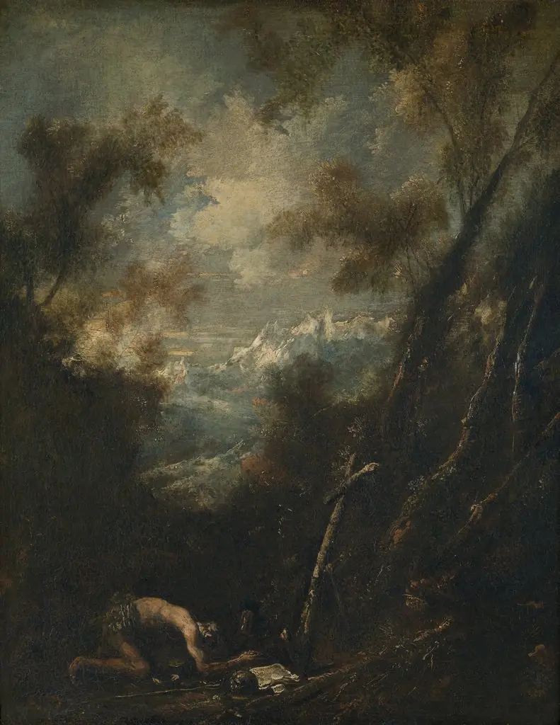 Saint Jerome in a Landscape, by Alessandro Magnasco