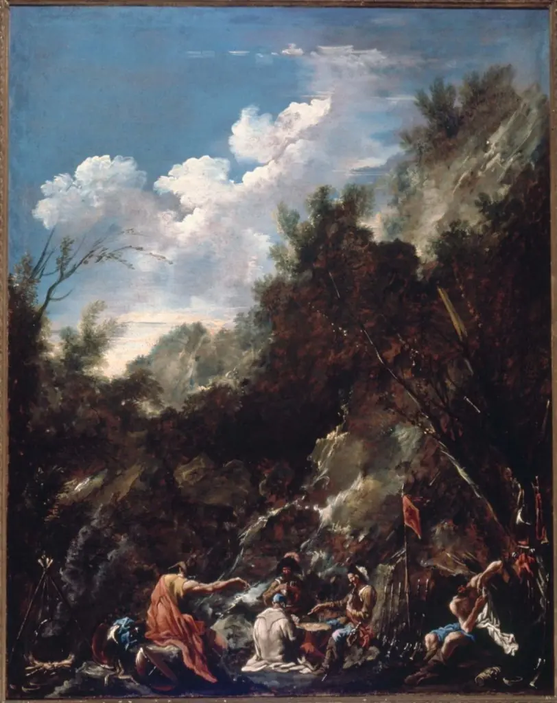 Soldiers Playing Cards in a Rocky Landscape, by Alessandro Magnasco