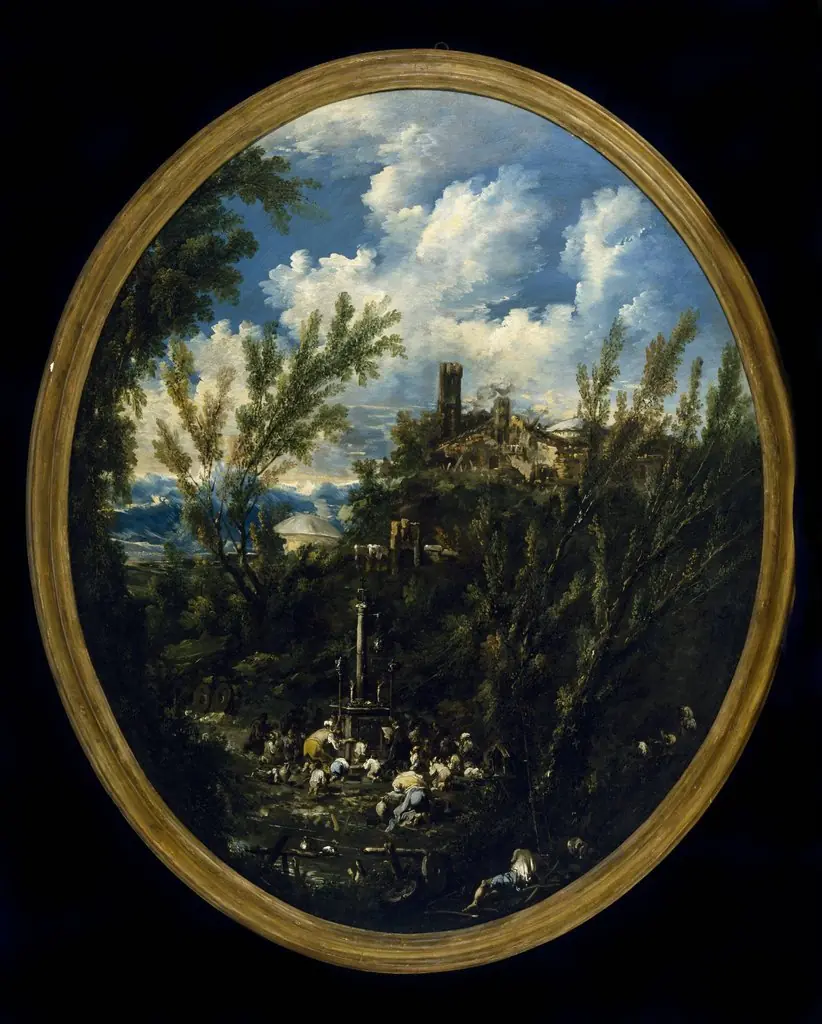 Worshippers at a Shrine in a Mountainous Landscape, by Alessandro Magnasco