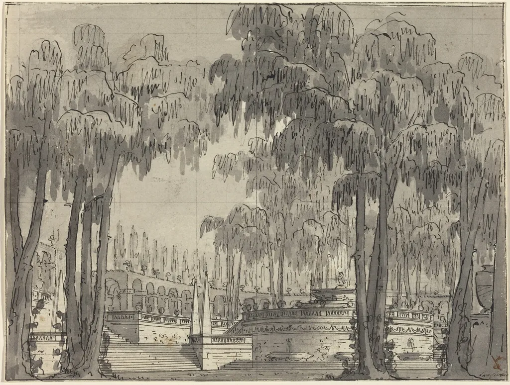 A Palatial Garden with Circular Terraces, by Alessandro Sanquirico, ink, 1810