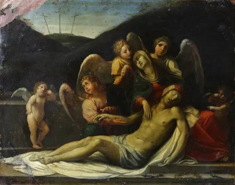 Lamentation of Christ, by Alessandro Turchi, oil, 1550