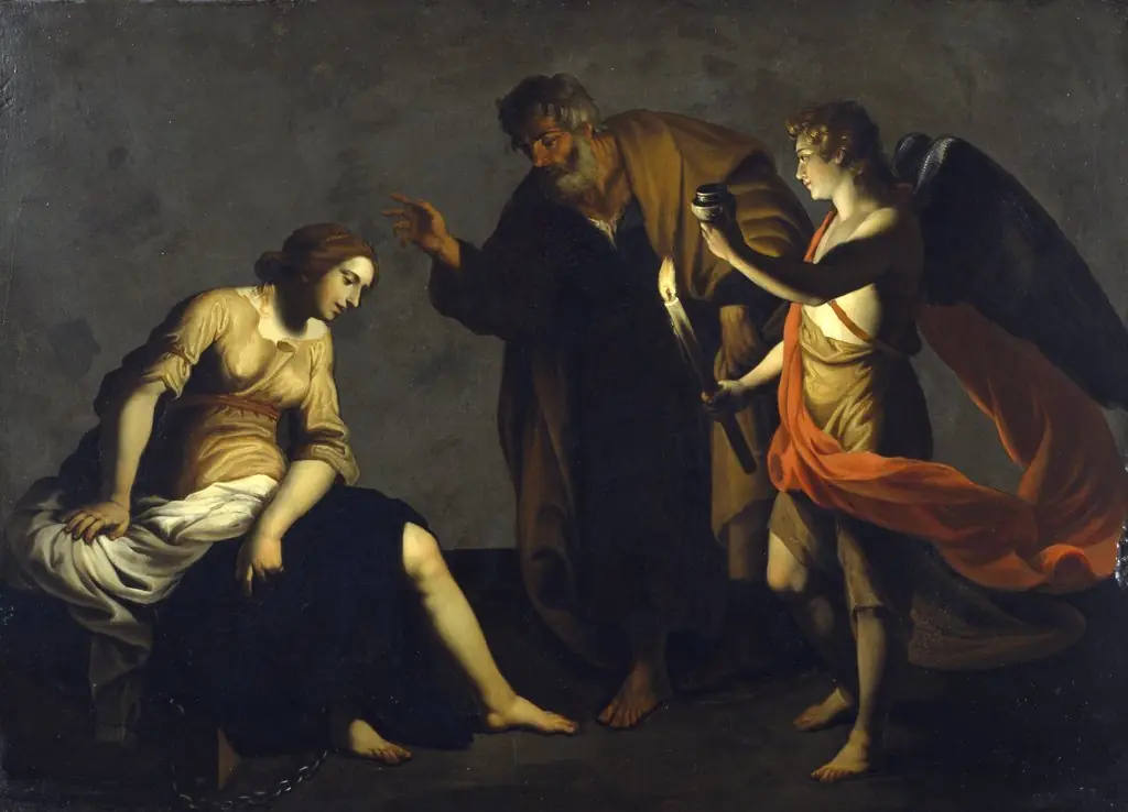 Saint Agatha Attended by Saint Peter and an Angel in Prison, by Alessandro Turchi