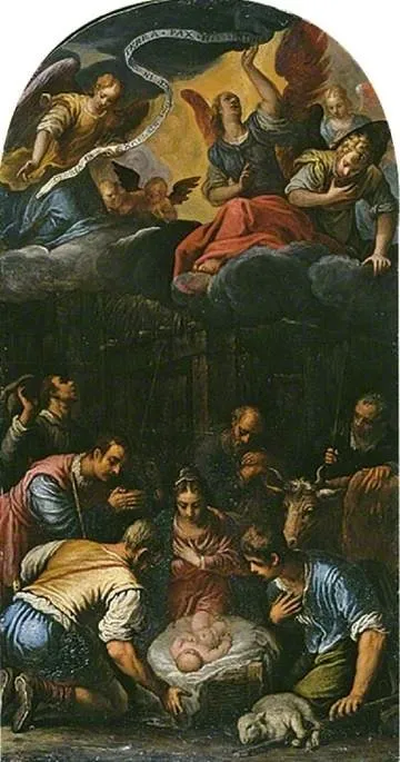 The Adoration of the Shepherds, by Alessandro Turchi, oil, 1600