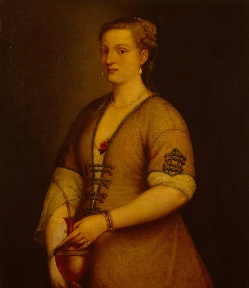 Portrait of a Lady with a Vase, by Alessandro Varotari, oil, 1640