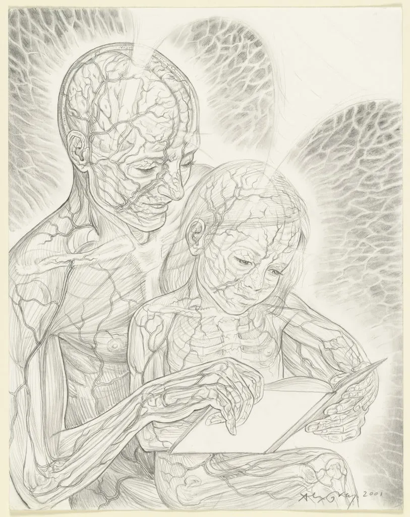 Untitled, by Alex Grey, graphite, 2001
