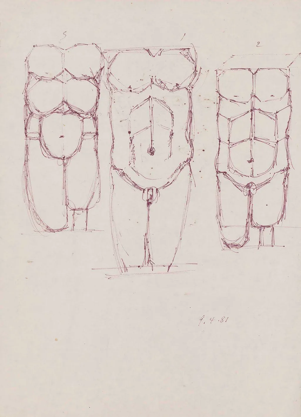 Torso-Τρεις μελέτες για γλυπτό || Πορτραίτο, by Alex Mylona, 1981