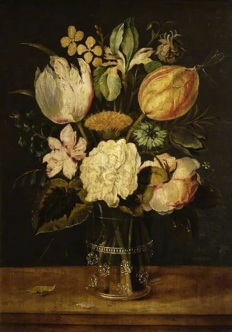 Flowers in a glass vase, by Alexander Adriaenssen, oil, 1634