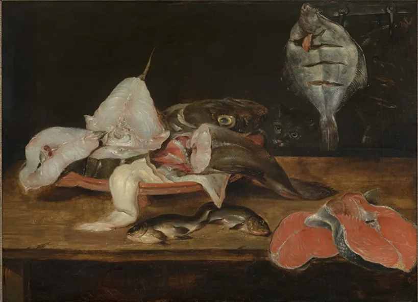 Stilleven met vis, by Alexander Adriaenssen, oil, 1601