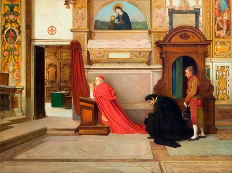 Church of Sant'Onofrio, Rome: The Interior with a Cardinal, by Alexander Antonovich Rizzoni