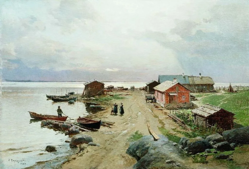 Shore at Hapsal, by Alexander Beggrov, oil, 1899