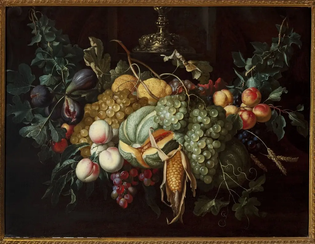 Still life with fruits and corn, by Alexander Coosemans