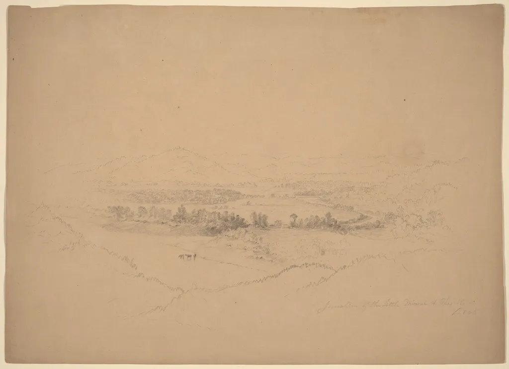 Miami and Ohio Rivers, by Alexander Helwig Wyant, graphite, 1865