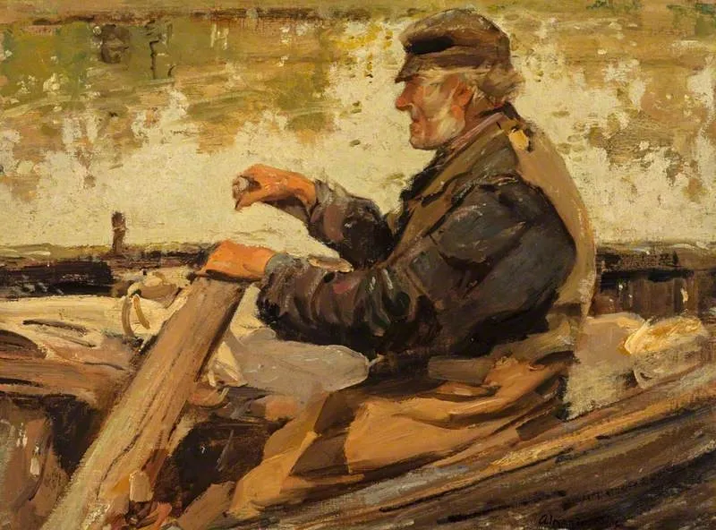 The Old Fisherman, by Alexander Ignatius Roche, oil, 1901