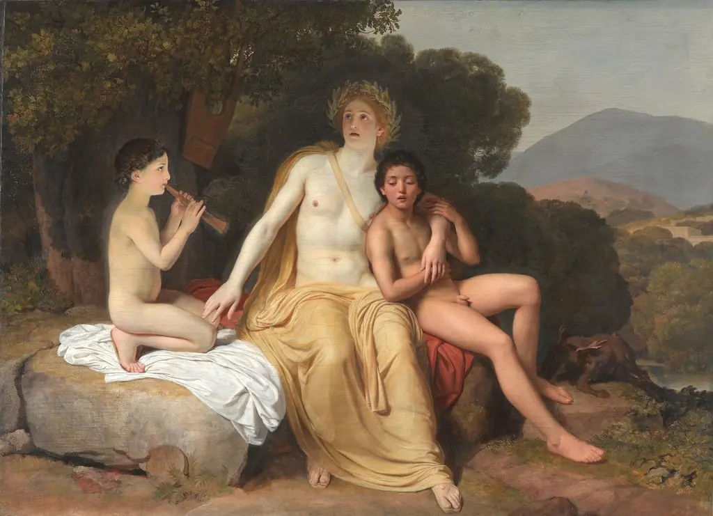 Apollo, Hyacinthus and Cyparissus making music and singing, by Alexander Ivanov