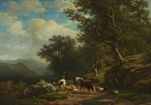Landscape with a Peasant and His Flock, by Alexander Joseph Daiwaille