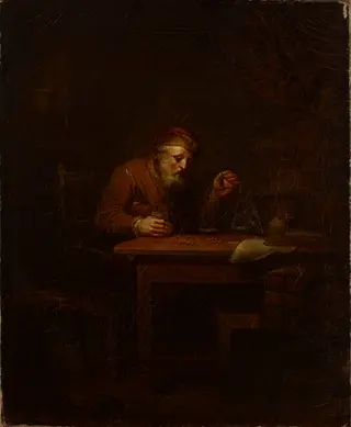 Kultarahoja punnitseva vanhus, by Alexander Lauréus