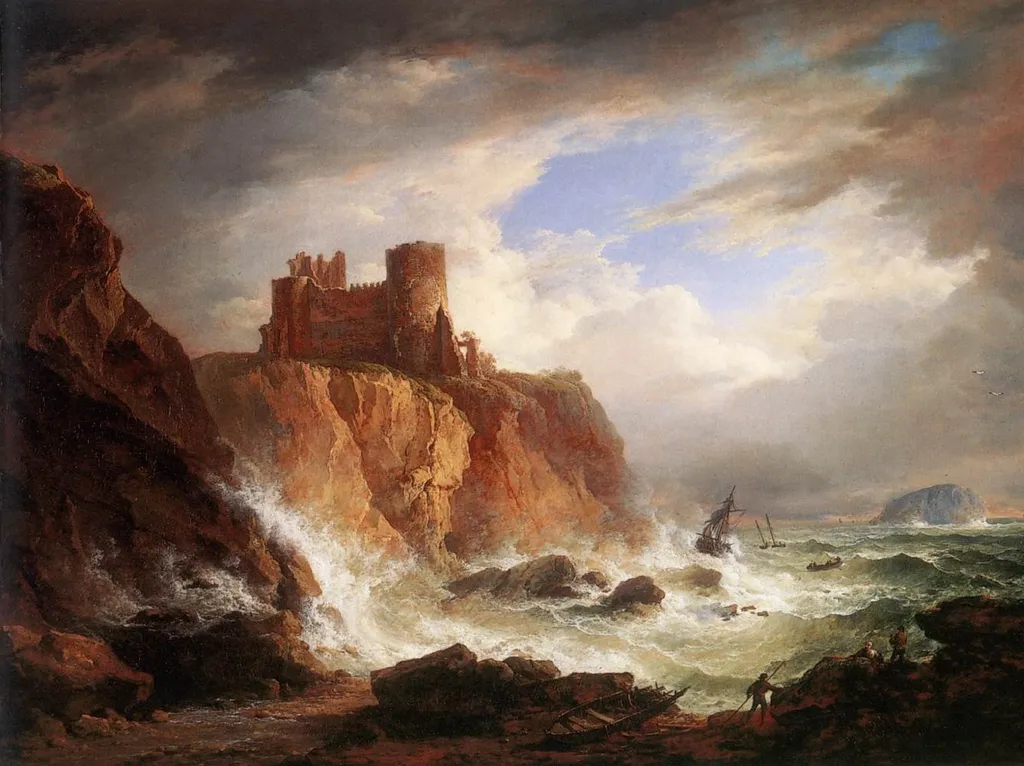 A View of Tantallon Castle, by Alexander Nasmyth, oil, 1816
