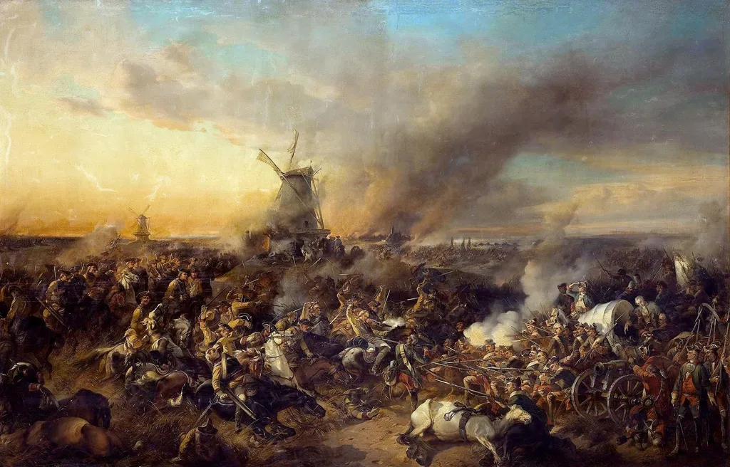 Battle of Zorndorf on 14 August 1758, by Alexander von Kotzebue, oil, 1852