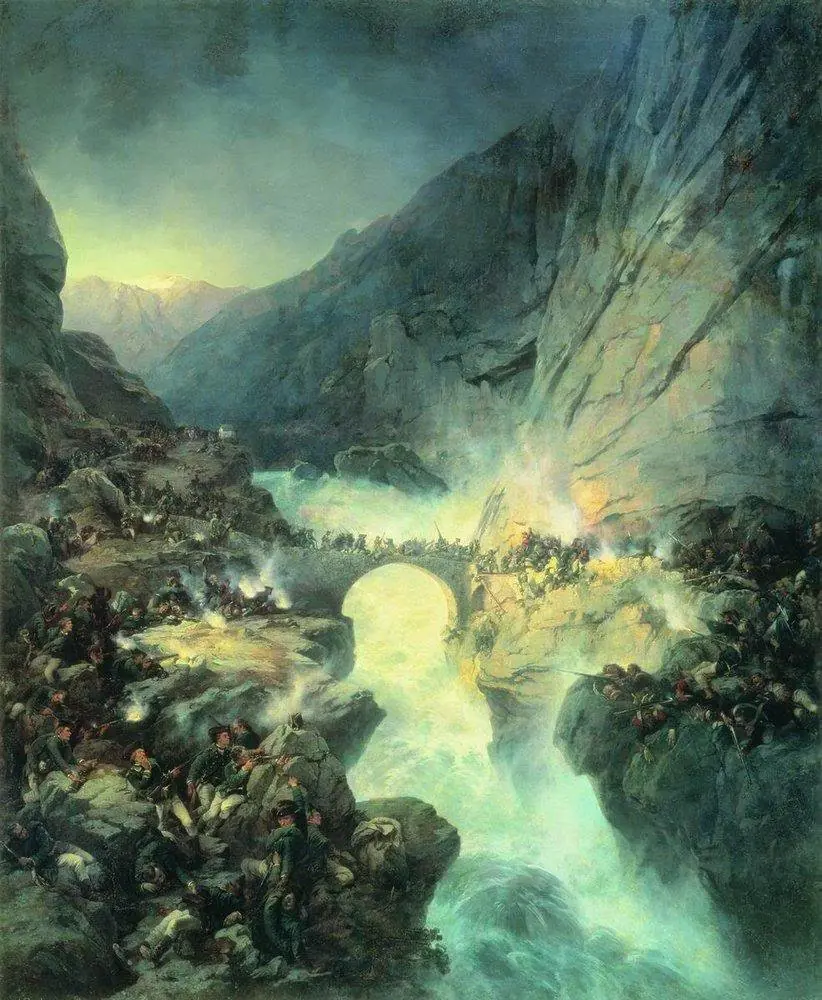 Crossing Over Devil's Bridge on 14 September 1799, by Alexander von Kotzebue