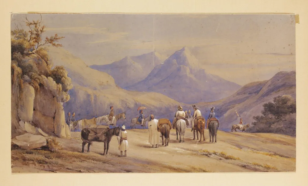 Ousreff Pasha returning to Joannina, by Alexander William Kinglake, watercolor, 1835