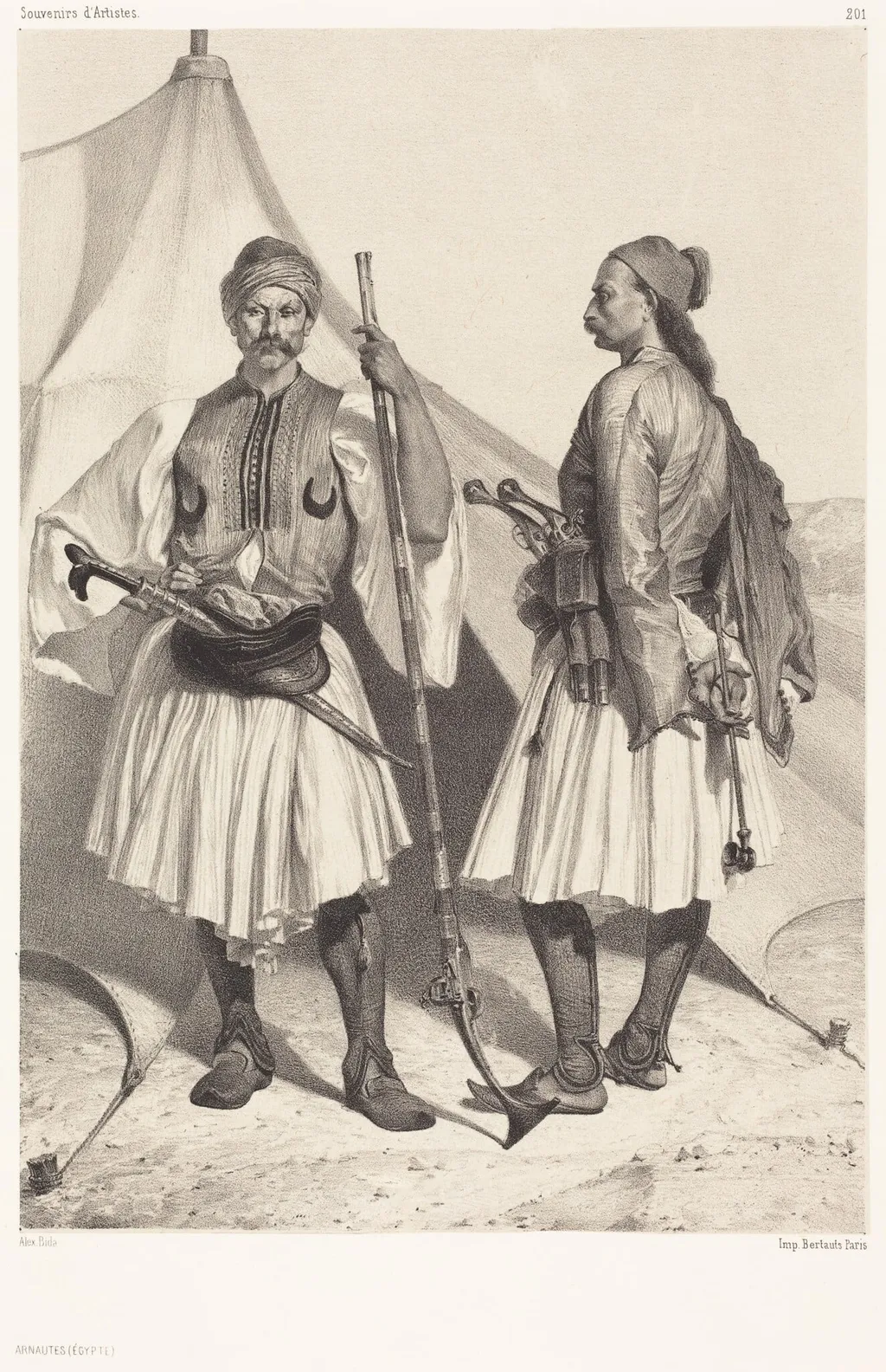 Arnautes, Égypte (Albanians, Egypt), by Alexandre Bida, ink, 1860