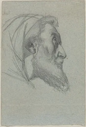 Bearded Man in Profile (recto) / Woman Looking Up (verso), by Alexandre Bida