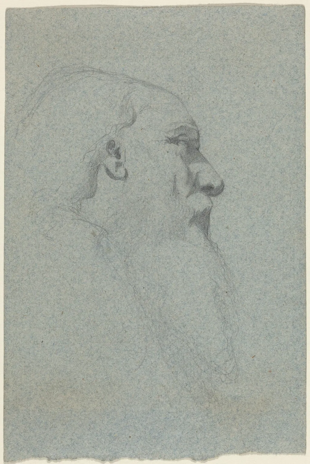 Head of a Bearded Man, Looking Right, by Alexandre Bida, graphite, 1859