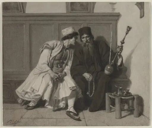 Young Greek Man in Conversation with a Priest, by Alexandre Bida
