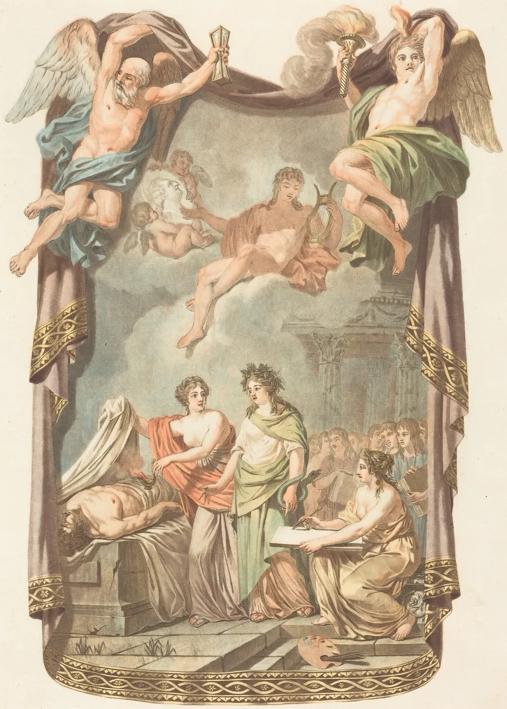 Study Revealing Anatomy to Medicine and Art, by Alexandre Briceau, ink, 1786