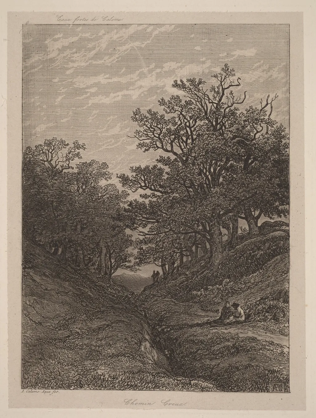 Chemin Creux, by Alexandre Calame, ink, 1845