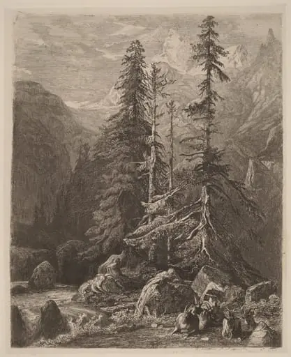 Essais de gravure à l'eau forte par Alexandre Calame, I, pl. 21, by Alexandre Calame