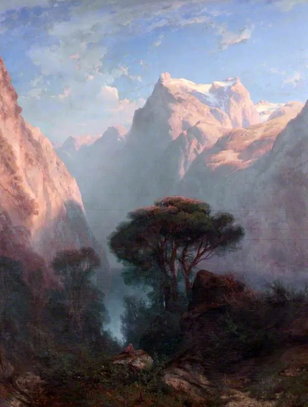 Lake of the Four Cantons (Lake Lucerne), near Brunnen, by Alexandre Calame, oil, 1852