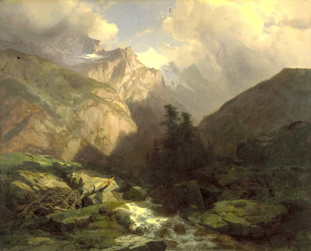 The Jungfrau, Switzerland, by Alexandre Calame, oil, 1853