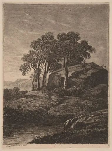 Trees by a Rock, by Alexandre Calame