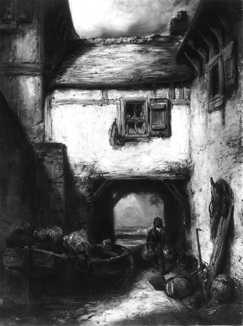 Courtyard, by Alexandre Gabriel Decamps, oil, 1855