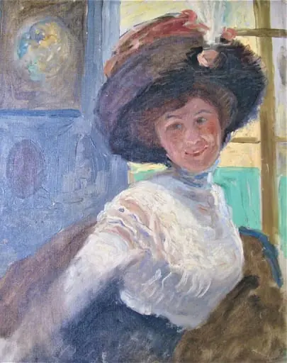 Femeie cu bluză albă și pălărie, by Alexandru Carol Satmary