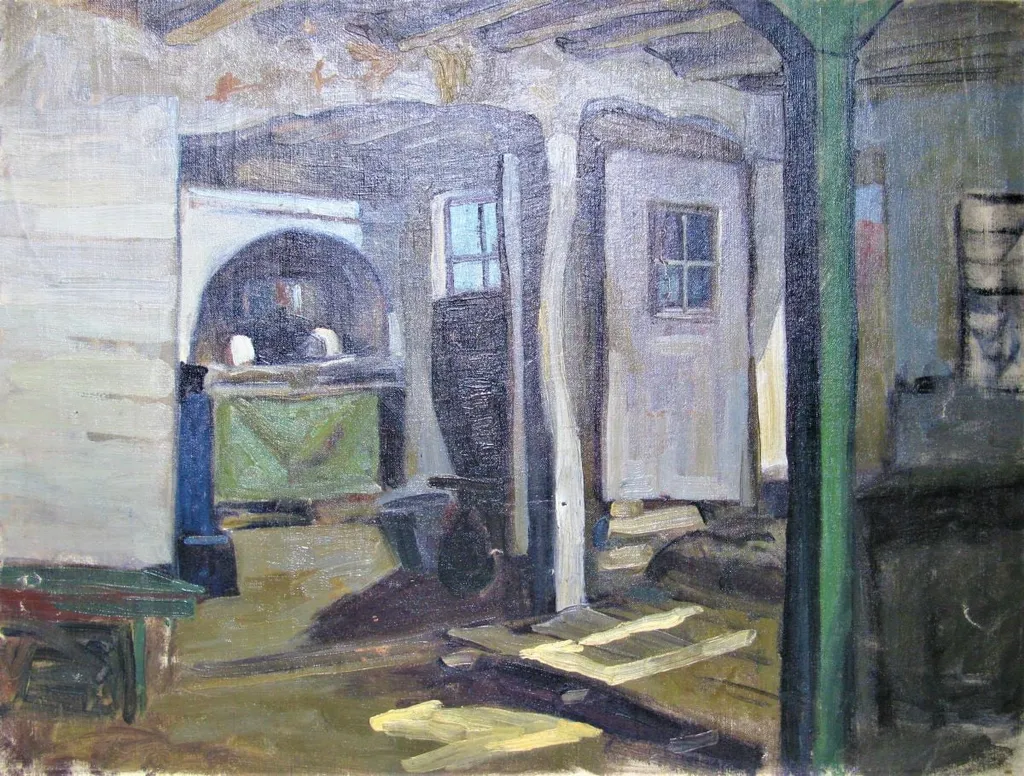 Interior țărănesc, by Alexandru Carol Satmary, 1913